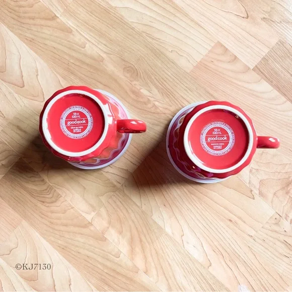 Good Cook Red Stoneware 16oz Mug Soup Bowl with Lid Set of Two - Picture 4 of 13
